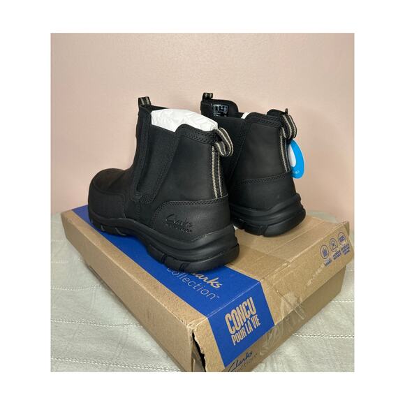Clarks Men\'s Walpath Easy Chelsea Boot Black Leather Size 12 W Waterproof New main image 14